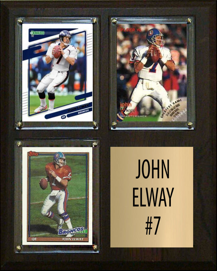 John Elway 7 3 Card Plaque Donruss Fleer Topps 2023 2024 Denver Broncos