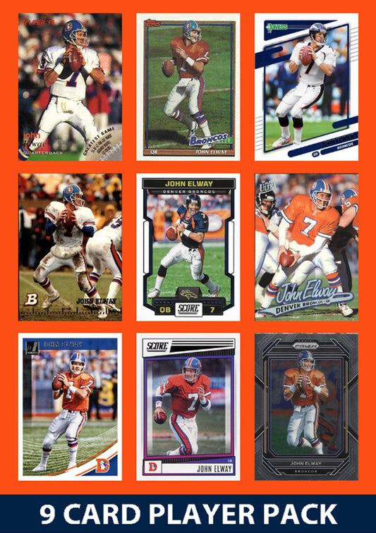 John Elway 9 Card Legend Pack Donruss Topps Panini Score Denver Broncos