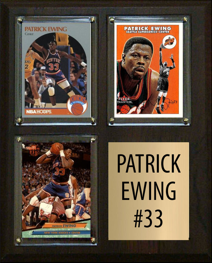 Patrick  Ewing 33 3 Card Plaque Donruss Hoops Fleer Topps 2023 2024 New York Knicks