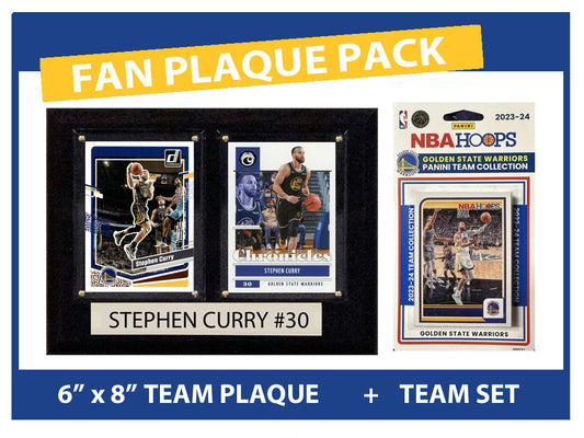 Golden State Warriors Fan Plaque Pack Steph Curry + 2023-24 HOOPS Team Set