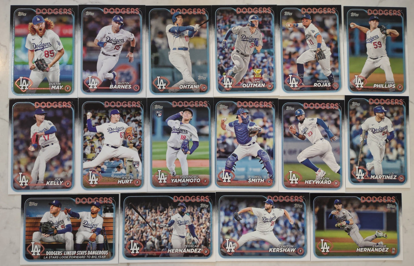 2024 Topps Series 2 Team Set Los Angeles Dodgers Yamamoto 553 Ohtani 500