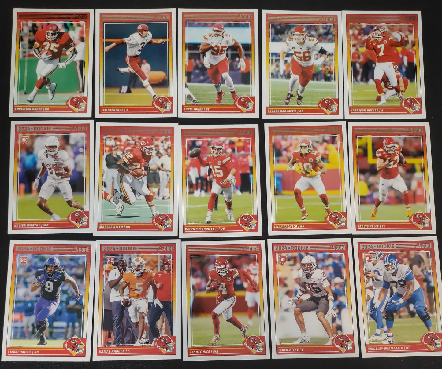 2024 SCORE NFL Kansas City Chiefs Team Set Mahomes Kelce 324 Xavier Worthy