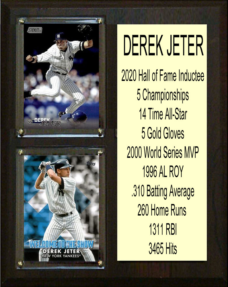 Derek Jeter 2020 MLB HOF 2 Card Stats Plaque 8" x 10" New York Yankees