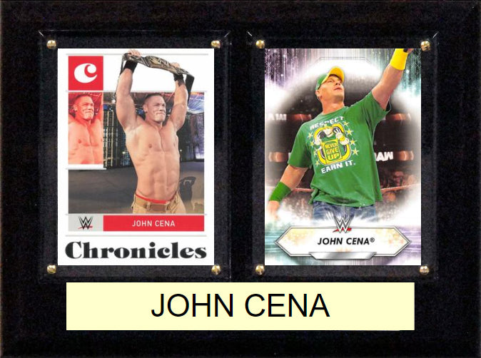 WWE John Cena Panini Topps 2 Card Plaque 6x8