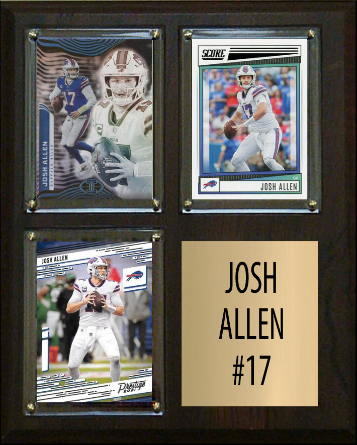 Josh Allen 3 Card Plaque Donruss Fleer Topps 2023 2024 Buffalo Bills