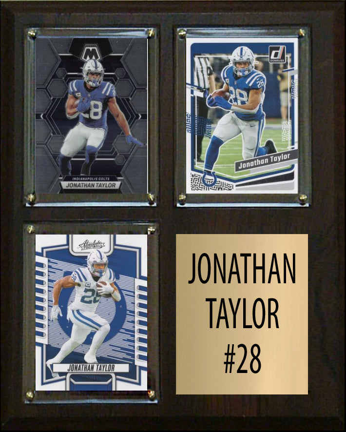 Jonathan Taylor 3 Card Plaque Donruss Fleer Topps 2023 2024 Indianapolis Colts