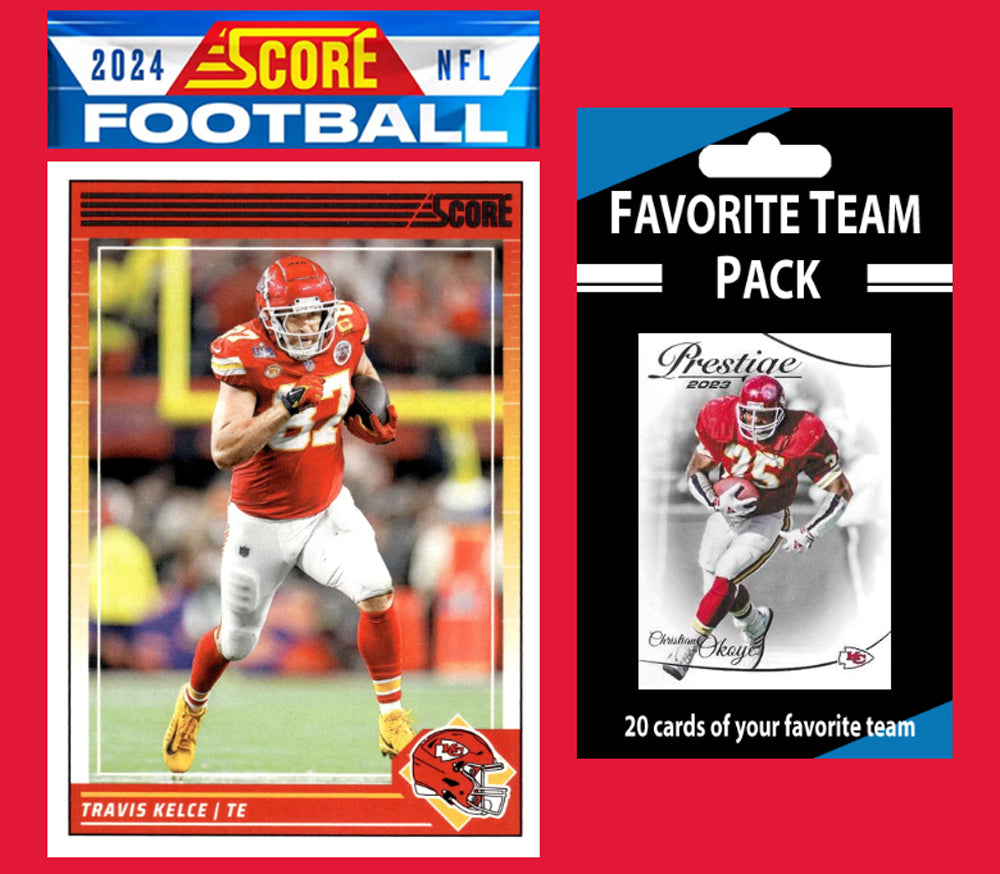 2024 SCORE NFL Kansas City Chiefs Team Set Mahomes Kelce 324 Xavier Worthy  + 20 Card Pack Okoye