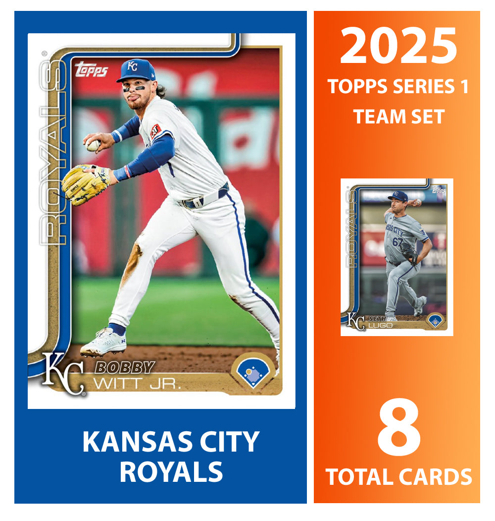 2025 Topps Series 1 Baseball Team Set 8 Cards Kansas City Royals Bobby Witt Jr BWJ