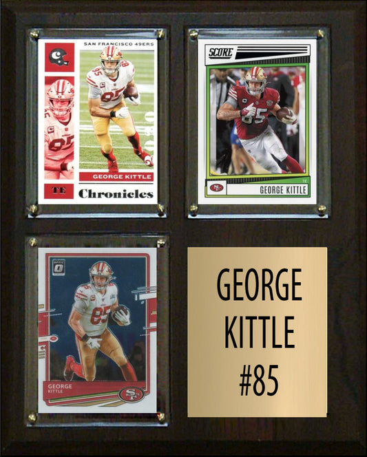 George Kittle 3 Card Plaque Donruss Fleer Topps 2023 2024 San Francisco 49ers