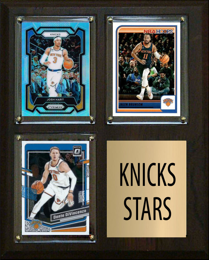 Knicks Stars 3 Card Plaque Donruss Hoops Fleer Topps 2023 2024 Jalen Brunson Josh Hart DiVincenzo