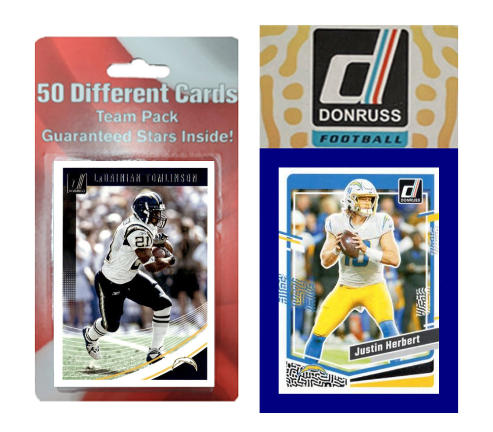 Los Angeles Chargers Team Pack 50 Cards Tomlinson + 2023 Donruss Team Set Herbert