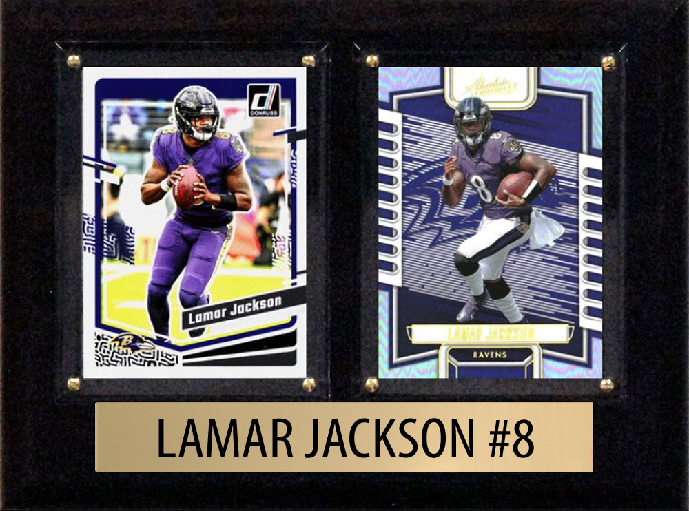 Lamar Jackson Score Donruss 2022 2021  2 Card 6" x 8" Plaque Baltimore Ravens