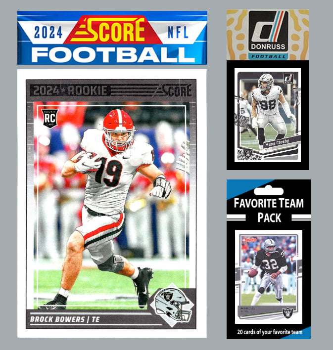 2024 SCORE NFL Las Vegas Raiders Team Set Gift Pack + 2023 Donruss + 20 Card Pack  310 Brock Bowers Maxx Crosby Bo Jackson