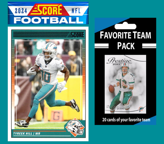 2024 SCORE NFL Miami Dolphins Team Set Tua Tyreek Hill Tua Tagovailoa + 20 Card Pack Dan Marino