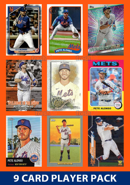 Pete Alonso New York Mets 9 Card Player Pack 2024 2023 Topps Bowman