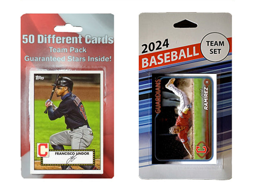 Cleveland Guardians Team Pack 50 Cards Lindor + 2024 Topps Team Set Ramirez