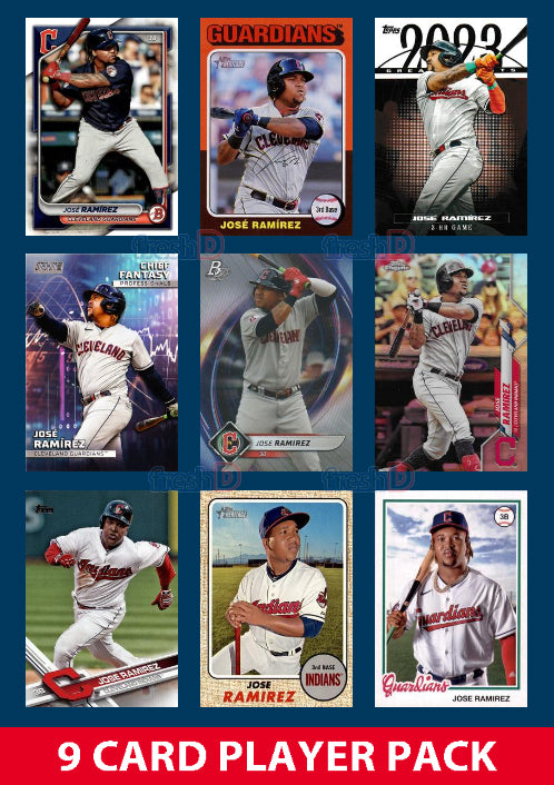 Jose Ramirez Cleveland Guardians 9 Card Player Pack 2024 2023 Topps Bowman