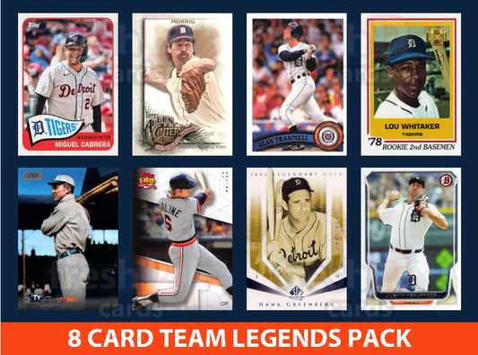 Detroit Tigers 8 Card Legends Pack 2023 Topps Bowman Cabrera Trammell Whitaker