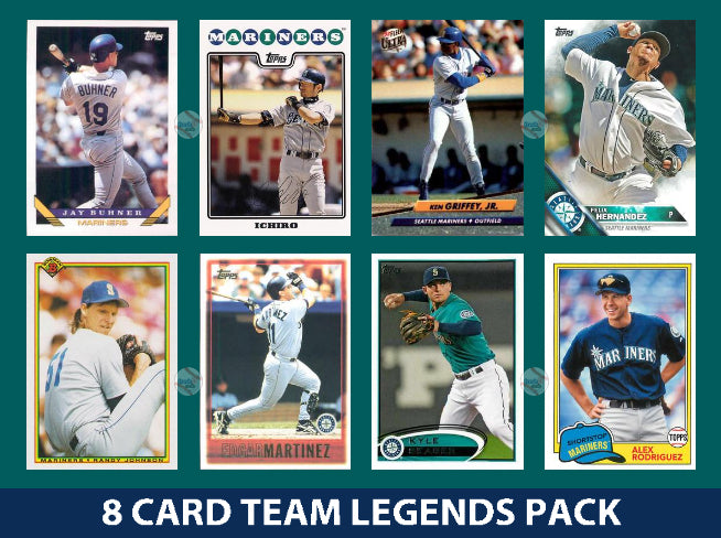 Seattle Mariners 8 Card Legends Pack Topps Bowman Ichiro Ken Griffey Buhner