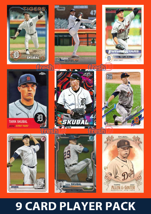 Tarik Skubal Detroit Tigers 9 Card Player Pack 2024 2023 Topps Bowman