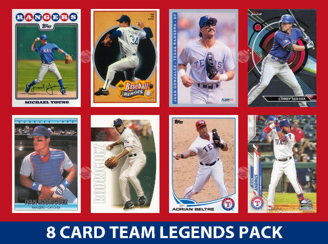 Texas Rangers 8 Card Legends Pack Topps Bowman Nolan Ryan Beltre Seager