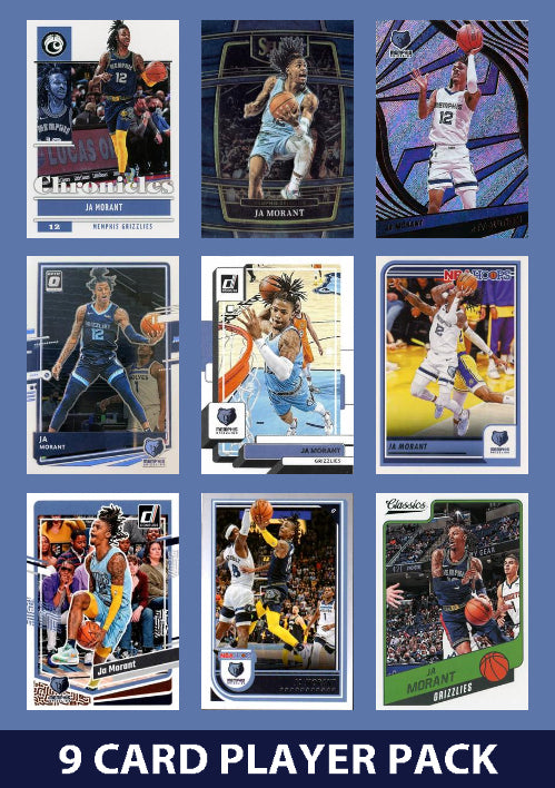 Ja Morant 9 Card Player Pack 2023-24 Hoops Panini Memphis Grizzlies