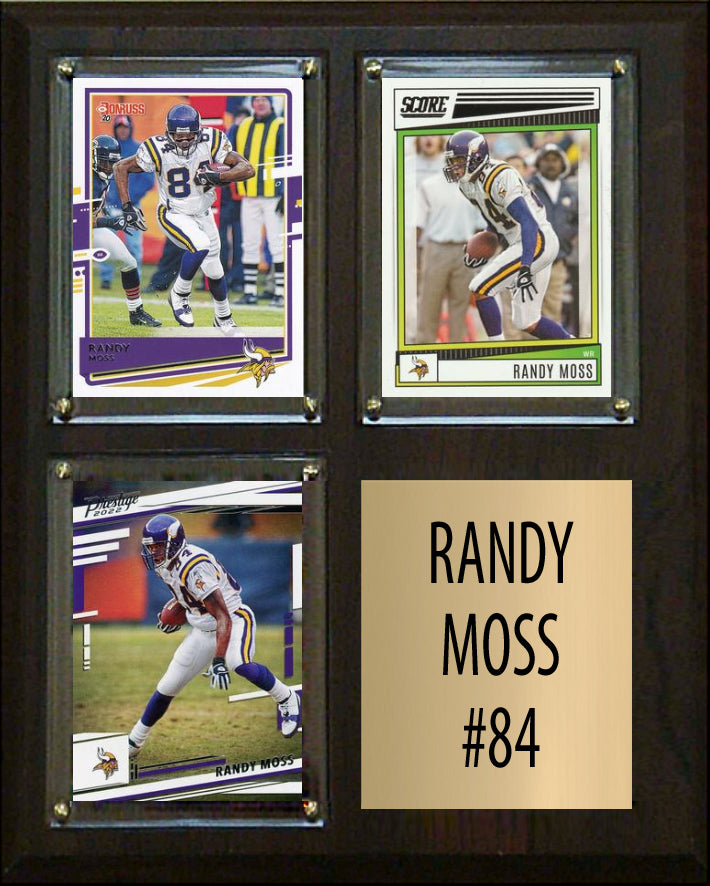 Randy Moss 3 Card Plaque Donruss Fleer Topps 2023 2024 Minnesota Vikings