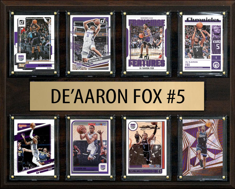 De'Aaron Fox 8 Card Plaque Donruss Hoops Fleer 2023 2024 Sacramento Kings