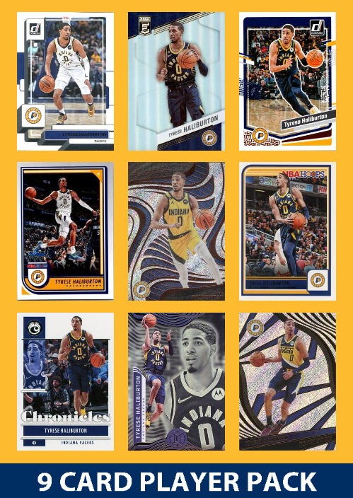 Tyrese Haliburton 9 Card Player Pack 2023-24 Hoops Donruss Panini Indiana Pacers