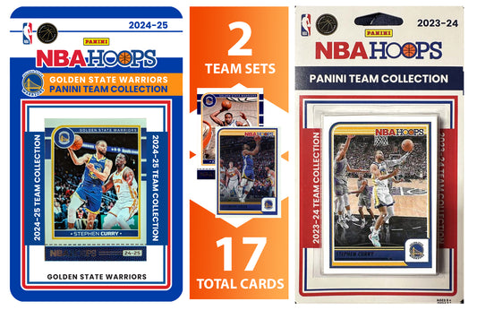 2023 2024 2025 NBA Hoops Factory Sealed NBA Basketball Card 2 Team Set Bundle Golden State Warriors - 17 Cards Total - Steph Curry, Draymond Green, Klay Thompson