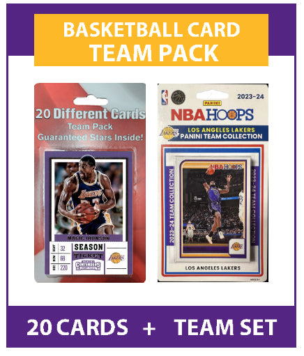 LA Lakers Magic Johnson 20 Cards + 2023-24 HOOPS Team Set Lebron James