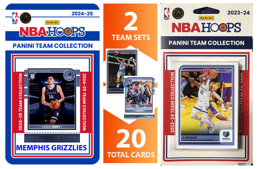 2023 2024 2025 NBA Hoops Factory Sealed NBA Basketball Card 2 Team Set Bundle Memphis Grizzlies - 20 Cards Total - Ja Morant, Zach Edey RC, Desmond Bane