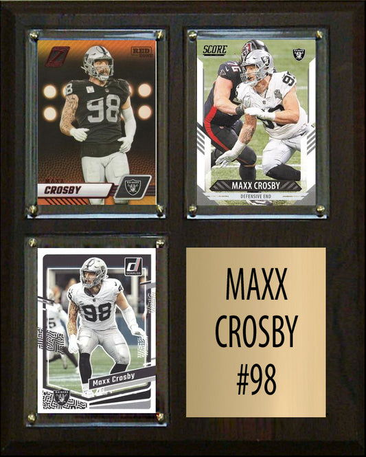 Maxx Crosby 3 Card Plaque Donruss Fleer Topps 2023 2024 Las Vegas Raiders