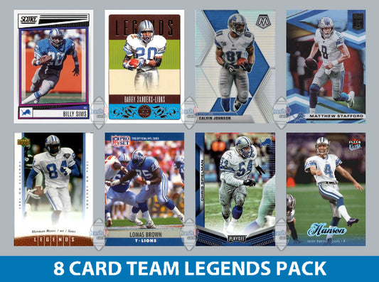 Detroit Lions 8 Card Legends Pack Donruss Topps Panini Barry Sanders Stafford