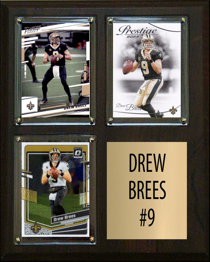 Drew Brees 3 Card Plaque Donruss Fleer Topps 2023 2024 New Orleans Saints