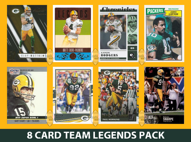 Green Bay Packers 8 Card Legends Pack Donruss Topps Panini Favre Rodgers Bart Starr