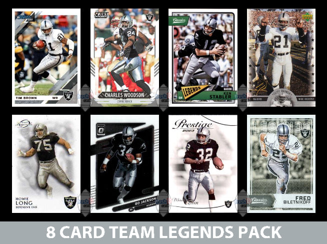 Las Vegas Raiders 8 Card Legends Pack Donruss Topps Panini Bo Jackson Stabler