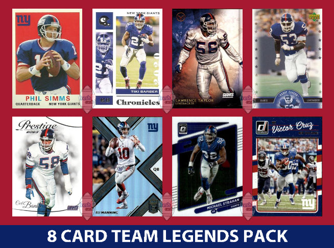 New York Giants 8 Card Legends Pack Donruss Topps Panini LT Eli Manning Strahan