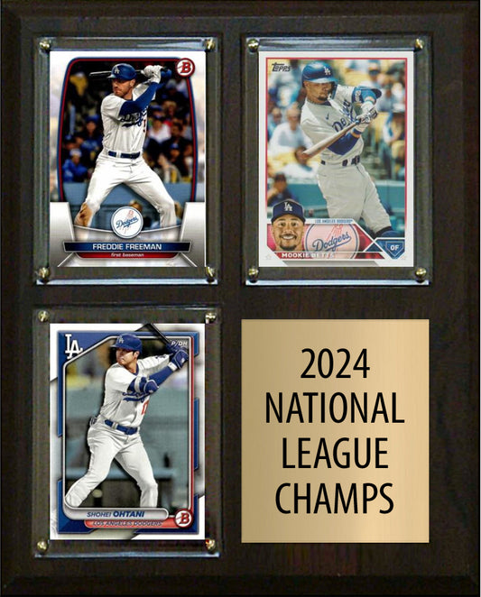 LA Dodgers 2024 NLCS 3 Card Plaque Topps Bowman Shohei Ohtani Betts Freeman