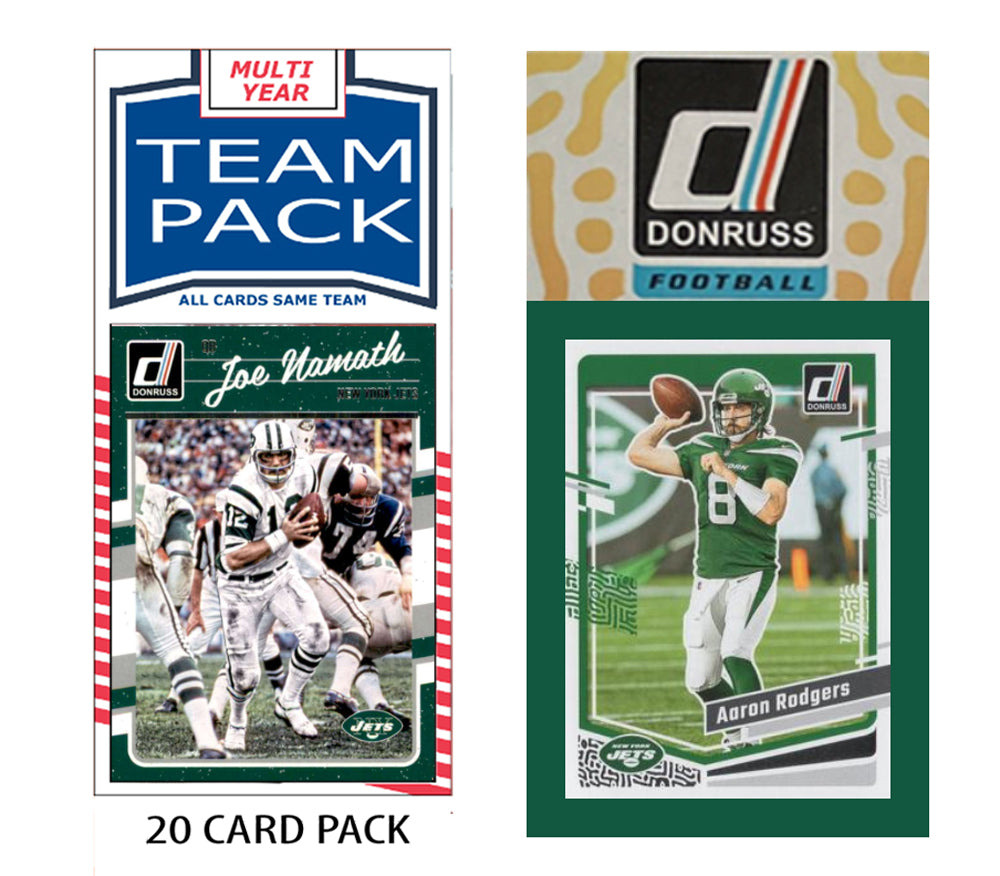 New York Jets Team Pack 20 Cards Joe Namath + 2023 Donruss Team Set Rodgers