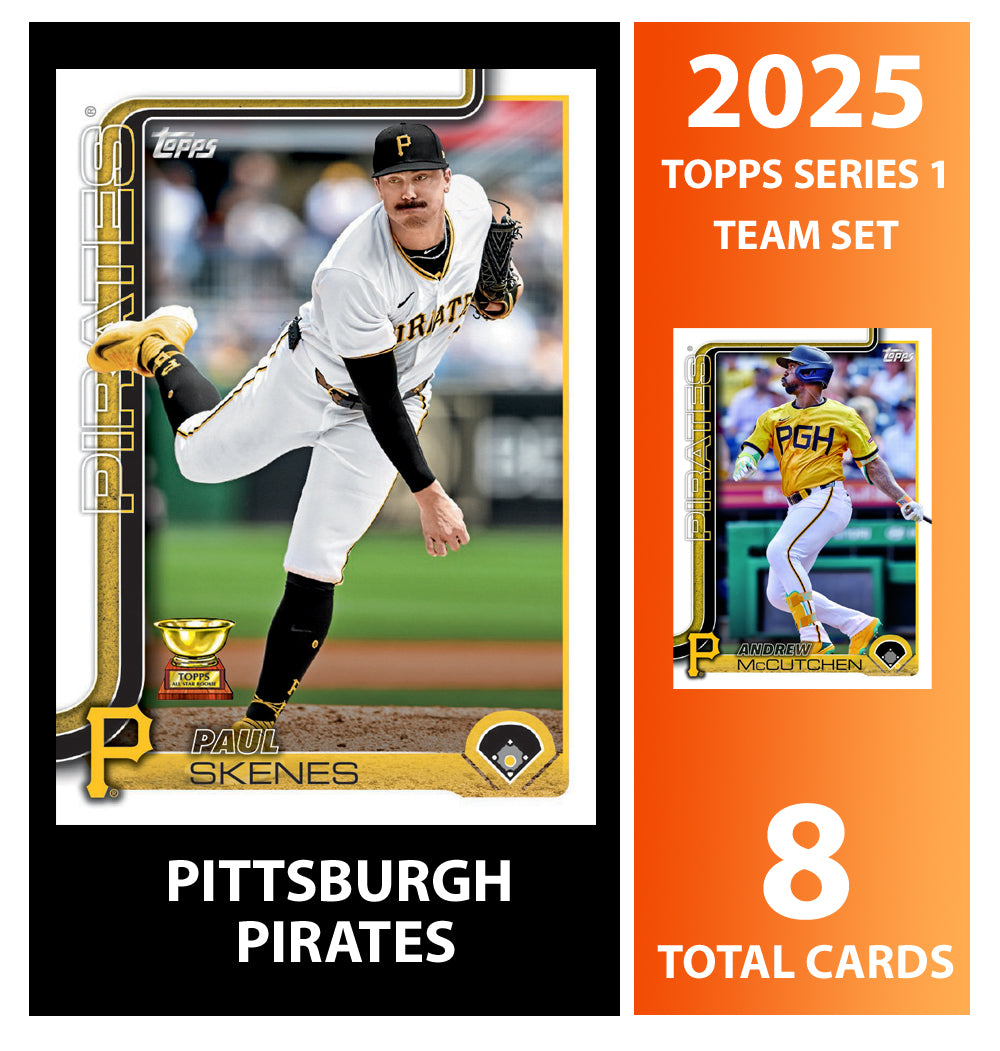 2025 Topps Series 1 Baseball Team Set 8 Cards Pittsburgh Pirates Paul Skenes Trophy Cup