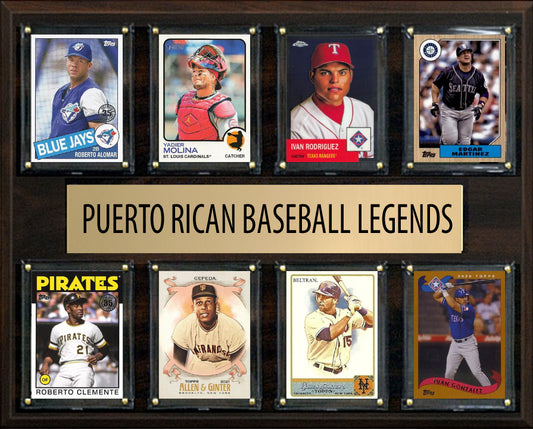 Puerto Rico Legends Plaque 8 Cards Roberto Clemente Cepeda Molina Alomar Beltran