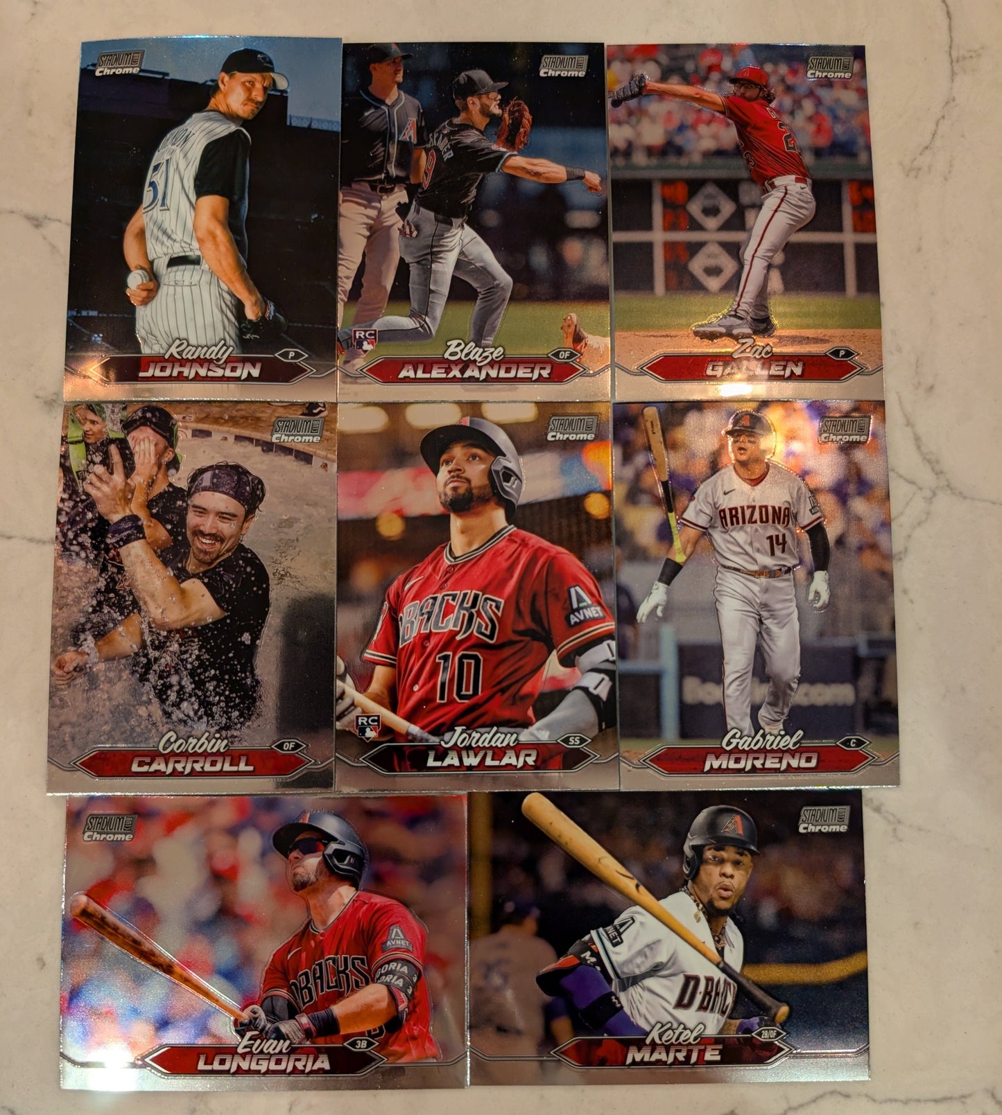 2024 Topps Stadium Club CHROME Team Set (8) Arizona Diamondbacks Lawlar Blaze RC