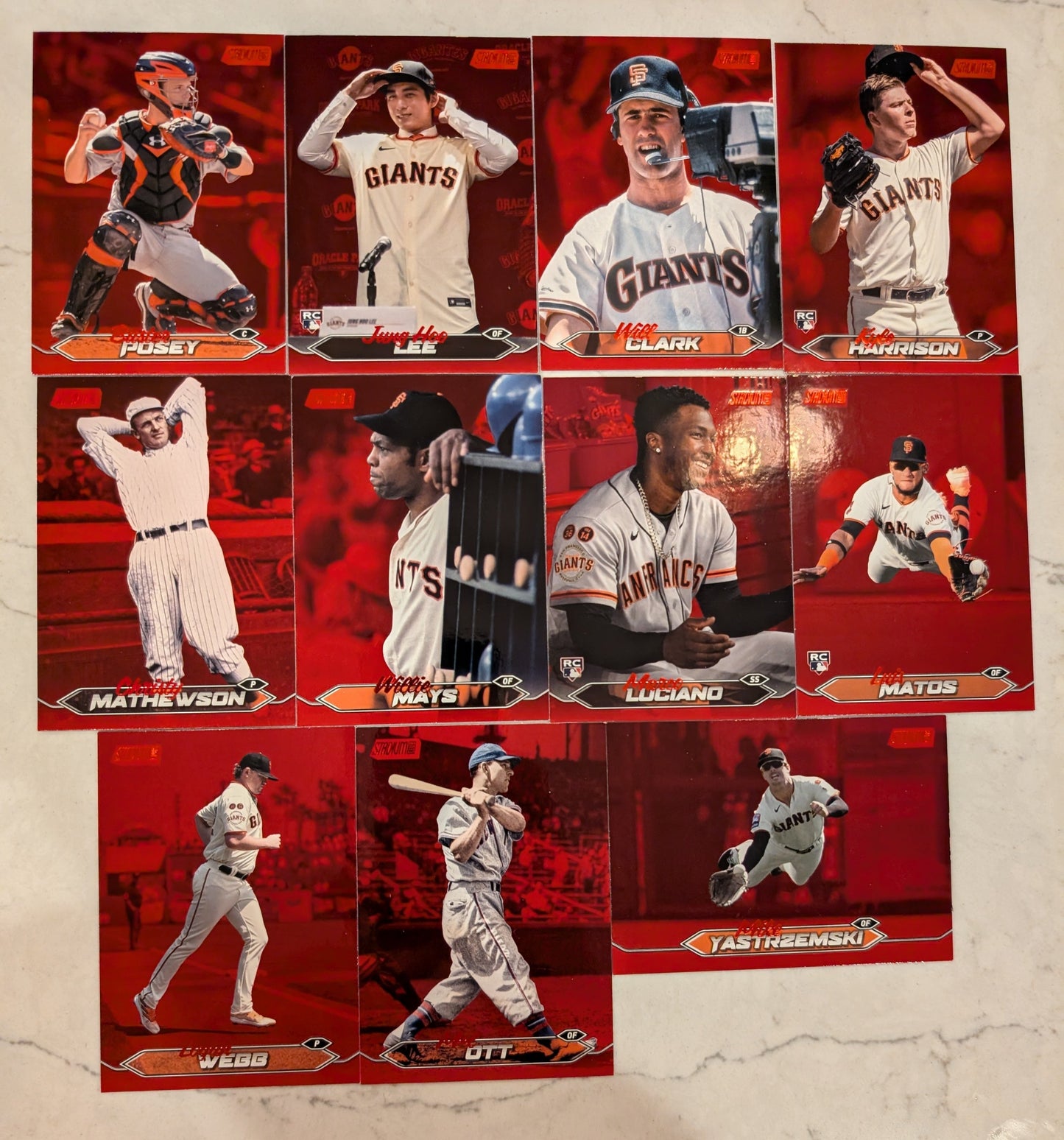 2024 Topps Stadium Club RED FOIL Team Set (13) San Francisco Giants Posey Will Clark Lee