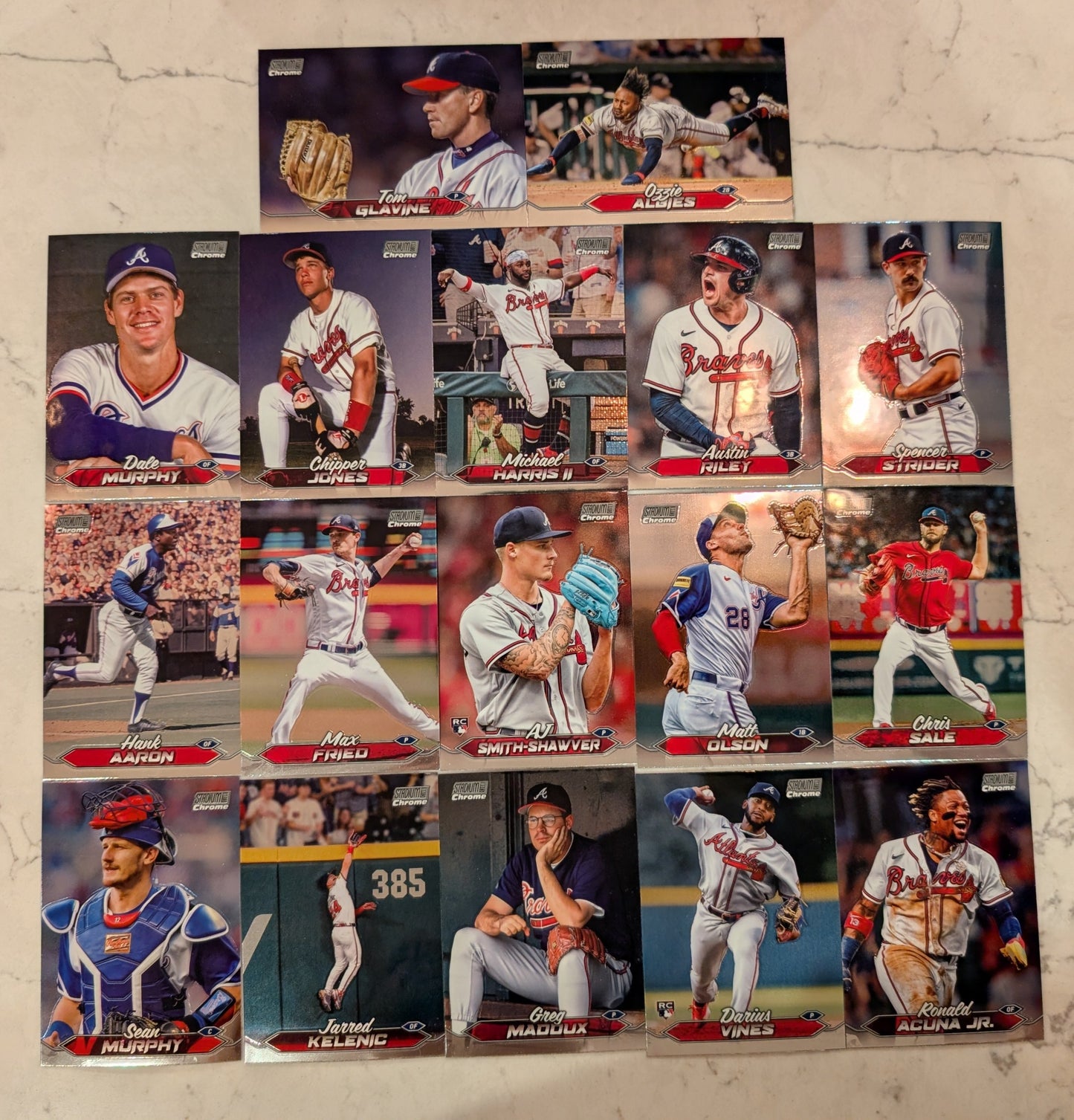 2024 Topps Stadium Club CHROME Team Set (17) Atlanta Braves Acuna Strider Chipper