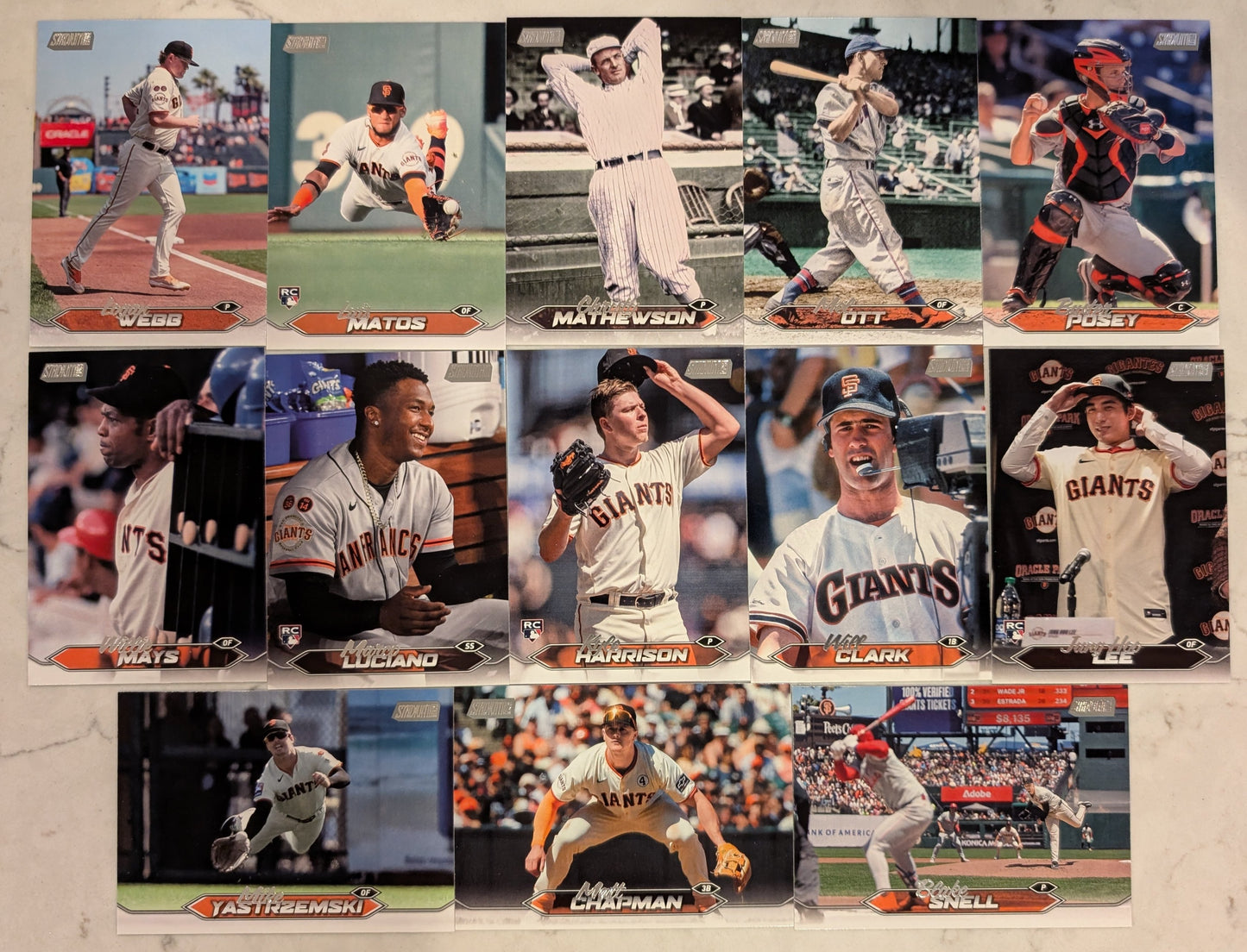 2024 Topps Stadium Club Team Set (13) San Francisco Giants Posey Will Clark Lee