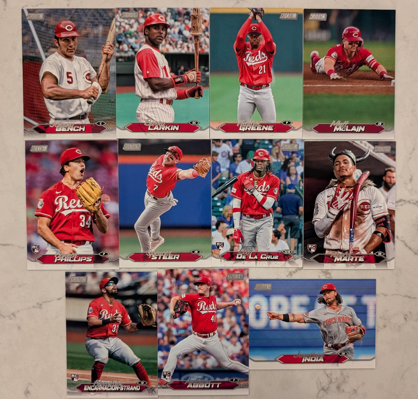 2024 Topps Stadium Club Team Set (11) Cincinnati Reds Elly De La Cruz RC 48 Larkin Bench