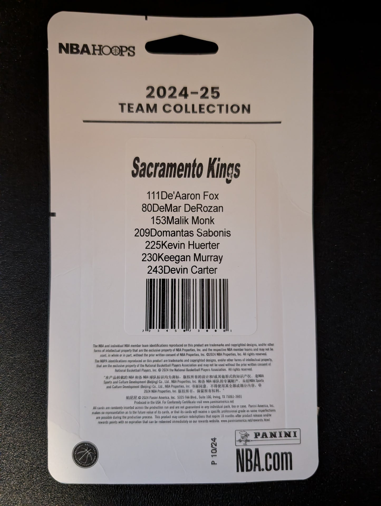 2024-25 NBA Hoops Factory Sealed Team Set Sacramento Kings Domantas Sabonis De'Aaron Fox