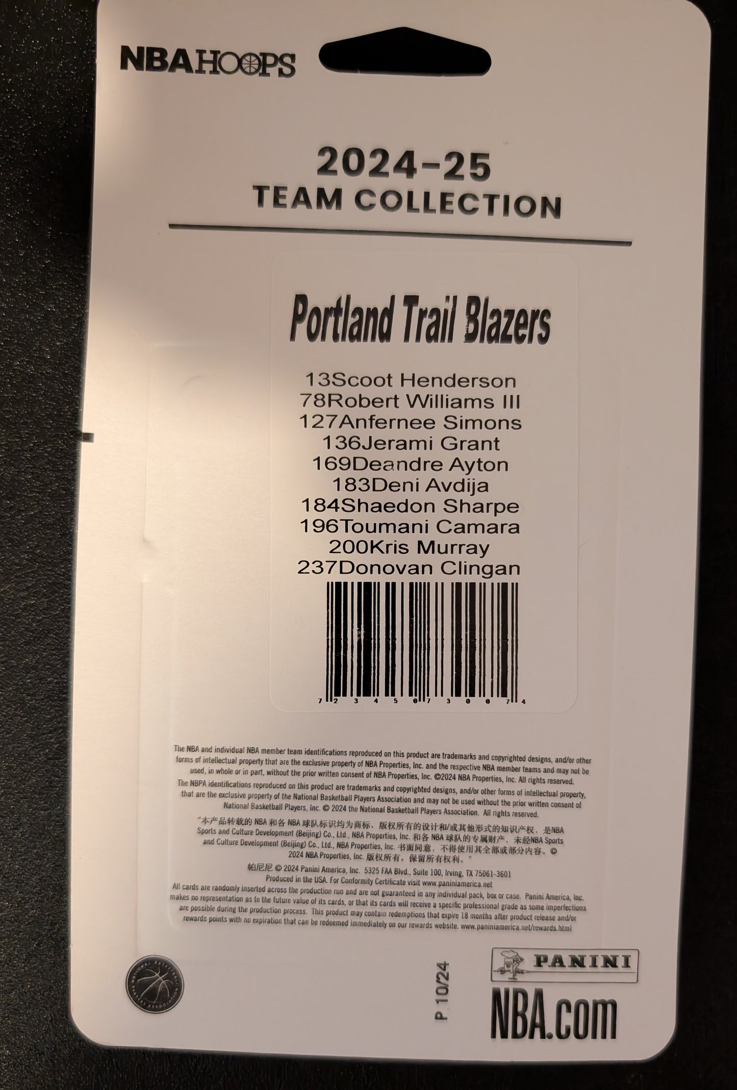 2024-25 NBA Hoops Factory Sealed Team Set Portland Trail Blazers Anfernee Simons