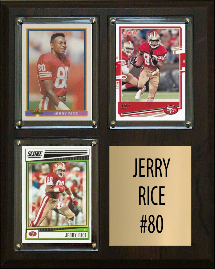 Jerry Rice 3 Card Plaque Donruss Fleer Topps 2023 2024 San Francisco 49ers